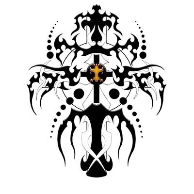 Religious tribal with cross in it designs Fake Temporary Water Transfer Tattoo Stickers NO.10597